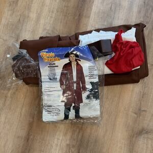 Pirate Captain Deluxe Costume used Adult Fits Up To Size 42 READ DESCRIPTION
